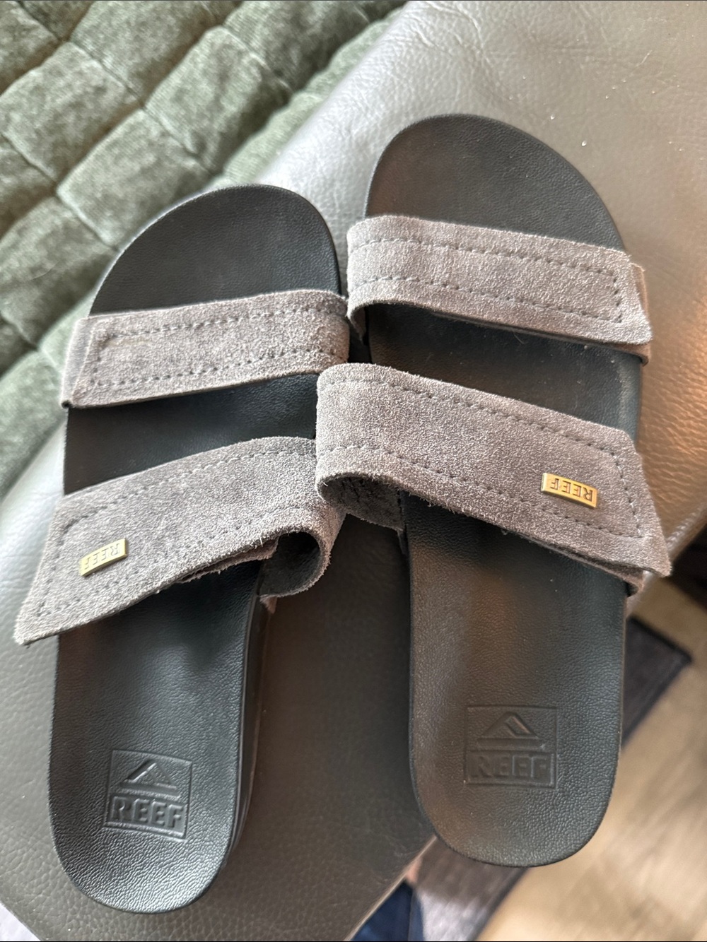 Reef Women’s Gray Suede Double-Strap Slide Sandals